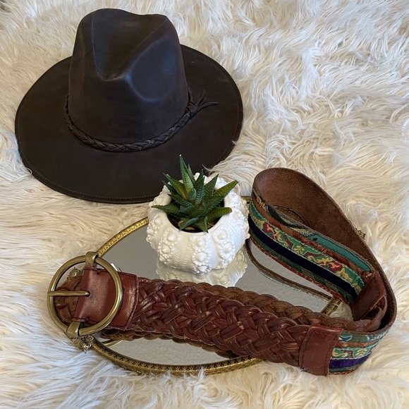 Lucky Brand cowhide braided leather and patchwork fabric belt, size 32 - Picture 3 of 12